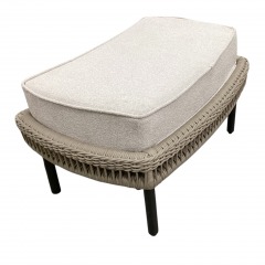 Woven Rope Ottoman W\/Grey Cushion
