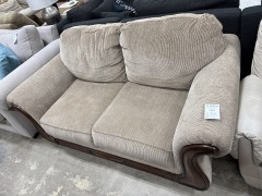 Wood Frame Tan Love Seat