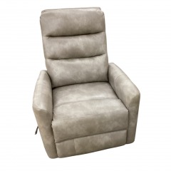 Gray Faux Leather Swivel Recliner