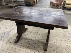 Vintage Farmhouse Trestle Dining Table (For Restoration)