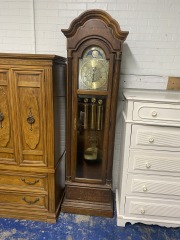 Vintage Burl Detail Grandfather Clock