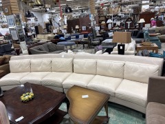 Modern White Curved Leather Sofa