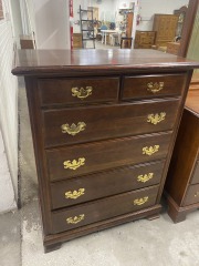Traditional Dark Wood Tallboy Dresser
