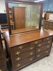 Virginia Galleries Wild Black Cherry Nine Drawer Dresser with Mirror