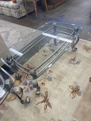 Swirling Metal Glass top Coffee Table