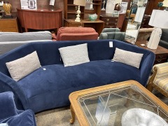 Navy angled corner designer sofa