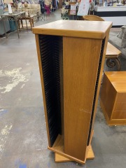 Vintage Teak Rotating CD Rack