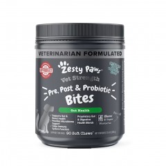 3953 O4 | ZESTY PAWS Vet Strength Pre, Post, & Probiotic Bites for Dogs