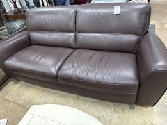 Natuzzi Brown Leather Modern Sofa