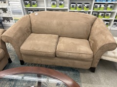 Tan Microsuede Loveseat