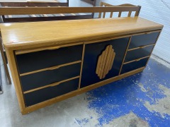 Vintage Post Modern Bassett Nine Drawer Dresser