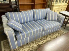 Well Loved Blue Striped Couch