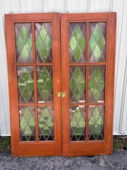 Stained Glass Sliding Pocket French Door Set 59 1\/2\