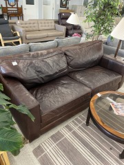 Brown Boxy Leather Sofa