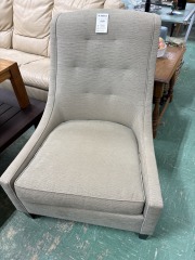 Beige Nailhead Beaded Arm Chair