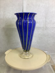 Blue Yellow Red Cased Art Glass