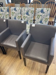 Grey Pleather Dining Chair\/Arms