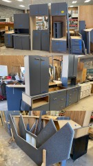 Vintage Blue Wood Whole Kitchen Cabinet Set With Bar