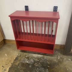 Wall Mounted Red Wooden Dish Cabinet