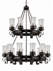 Spanish Revival Wrought Iron Chandelier