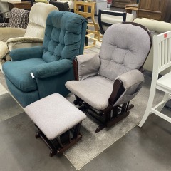 Dark Wood Glider with Ottoman