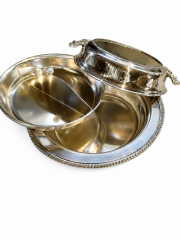 Three-Piece Silver-Plated Covered Serving Dish