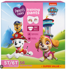 Diapers parent's choice paw patrol training pad 6T\/7T 46 count MSRP $20