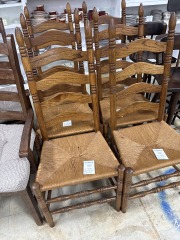 Wood dining chair w\/ wicker seat