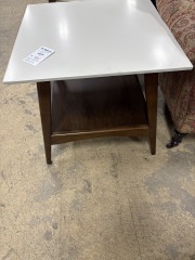 Mid Century White Laminate Top End Table