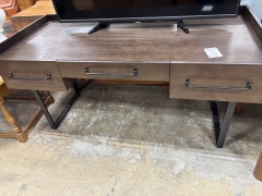 Ashley Office Desk Warm Brown w\/Metal Accents