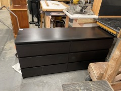 Long Blk 6 Drawer Dresser