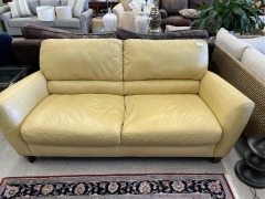 2 Seat Yellow Leather Sofa