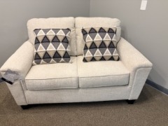 Online: NEW Cream Loveseat with pillows