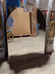 Home Decor 30in x 40in arched wall mirror gold MSRP$61.99