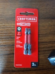 Craftsman impact rated T25 2-in impact bits 2pk #CMAF32T252 Msrp$3.50