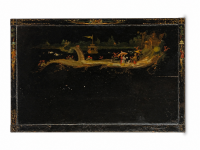 Vintage Asian-Style Black Lacquer Wall Panel