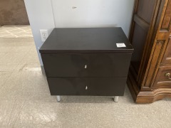 Black 2 Drawer Nightstand