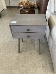 Grey 2 Drawer Nightstand