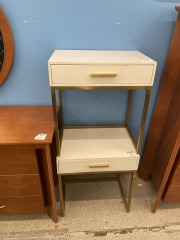 White\/Brass End Table