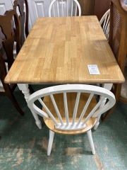 Butcher Block Kitchen Table w\/3 Chairs
