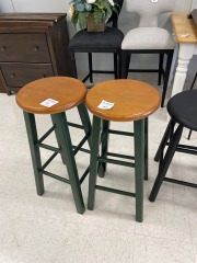 Green Painted Wood Barstool