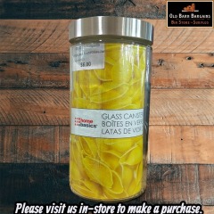 Home Basics Glass Round Canister with Steel Lid 