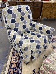 Geometric Pattern Upholstered Reclining Arm Chair