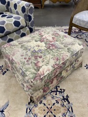 Floral Upholstered Ottoman