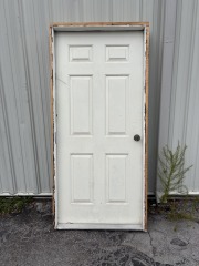 White 6 Panel Exterior Door With Frame  37 5\/8\