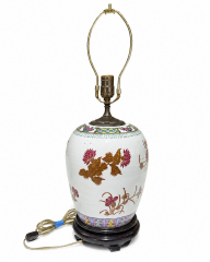 Asian-Style Floral Porcelain Table Lamp