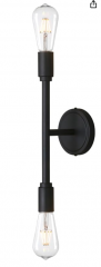 2 Light Matte Black Double Sconce