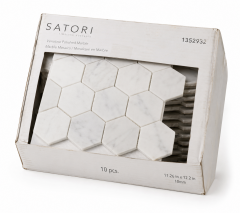 Polished Marble Hexagon Mosaic Tile - 10 Sq. Ft.