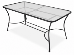 Glass-Top Black Metal Table