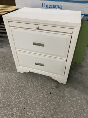 White 2 Drawer Nightstand with Bonus Tray